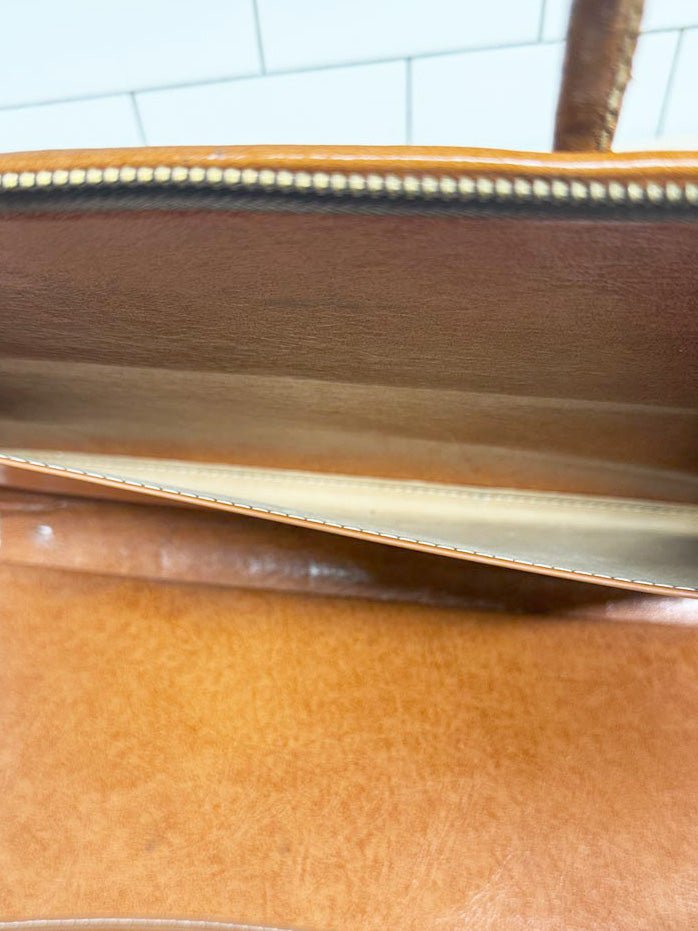 vintage 70s leather zip legal folio case | laptop bag | talon zipper - good market thrift store