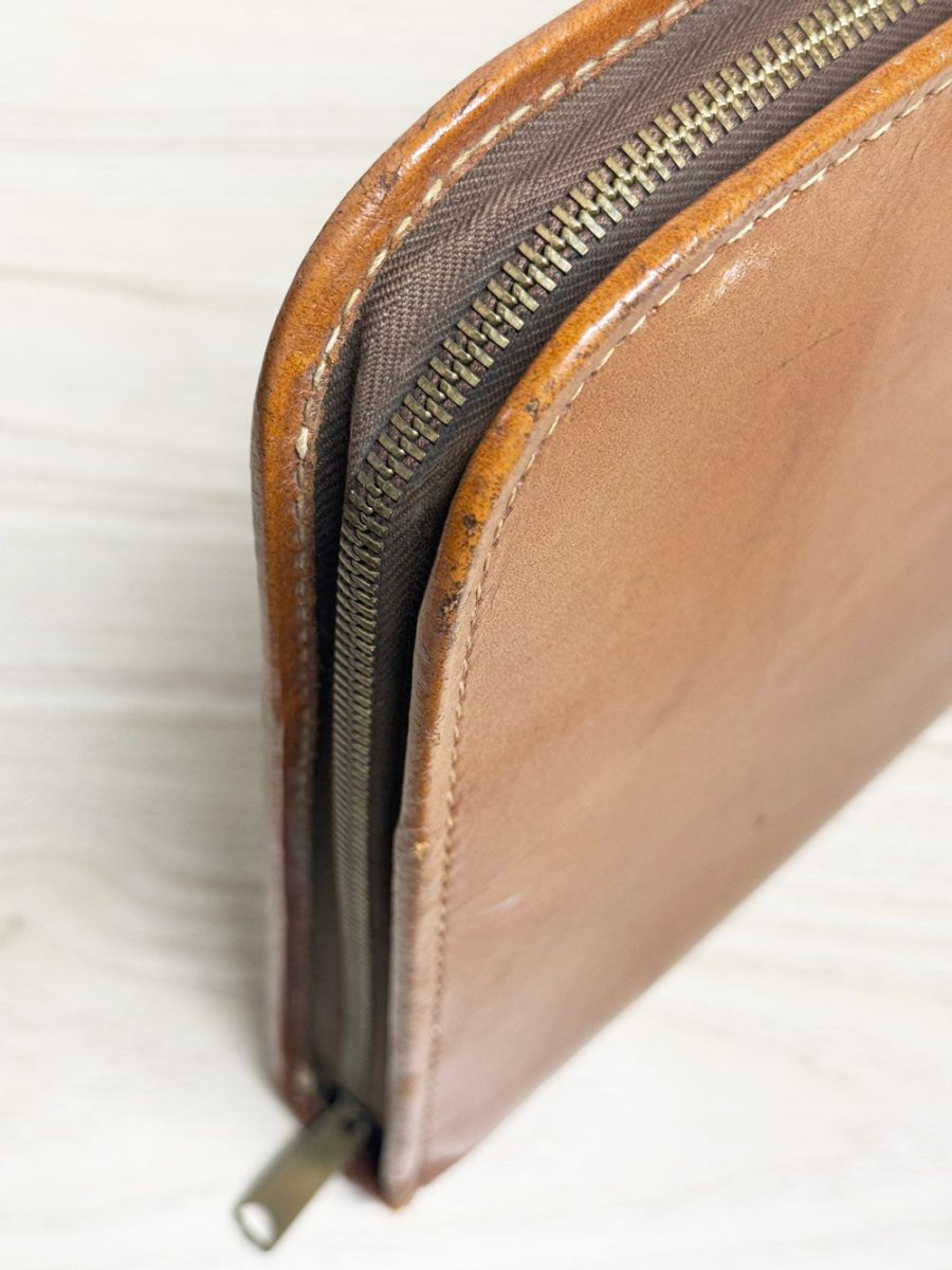 vintage 70s leather zip legal folio case | laptop bag | talon zipper - good market thrift store