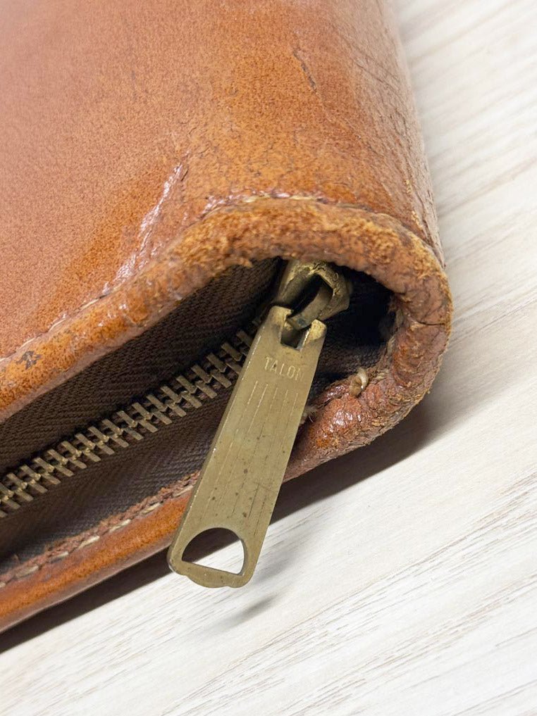 vintage 70s leather zip legal folio case | laptop bag | talon zipper - good market thrift store