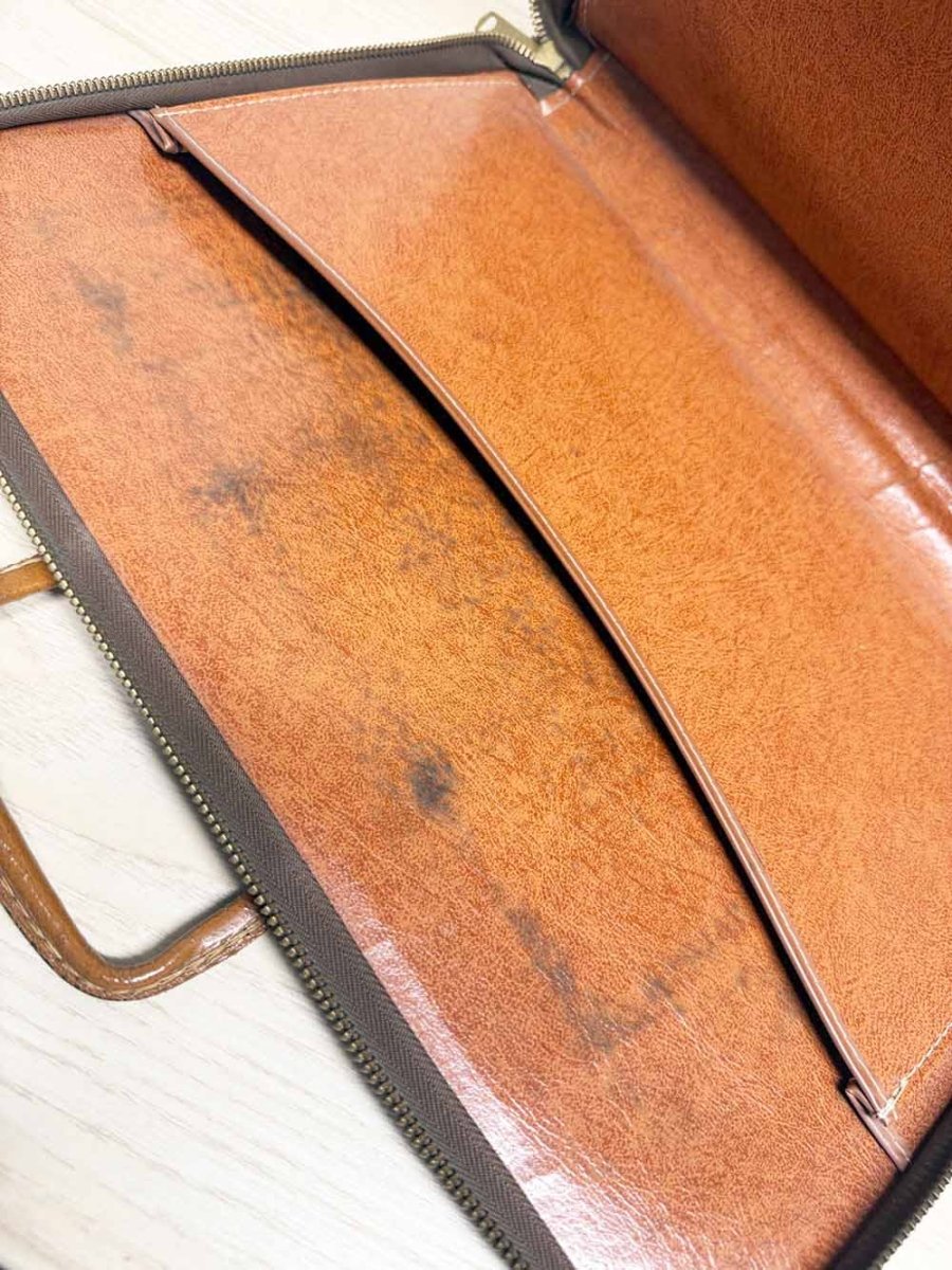 vintage 70s leather zip legal folio case | laptop bag | talon zipper - good market thrift store