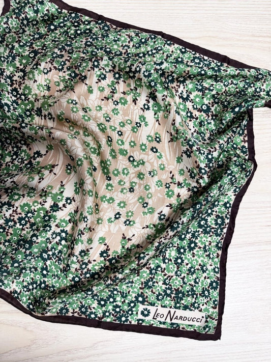 vintage 70s leo narducci 100% silk square scarf | hand-rolled edge - good market thrift store