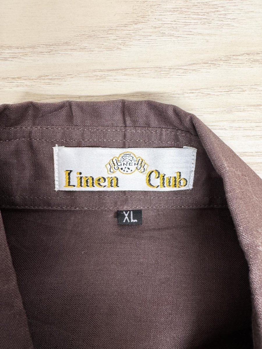 vintage 70s linen club 100% linen full button shirt - good market thrift store