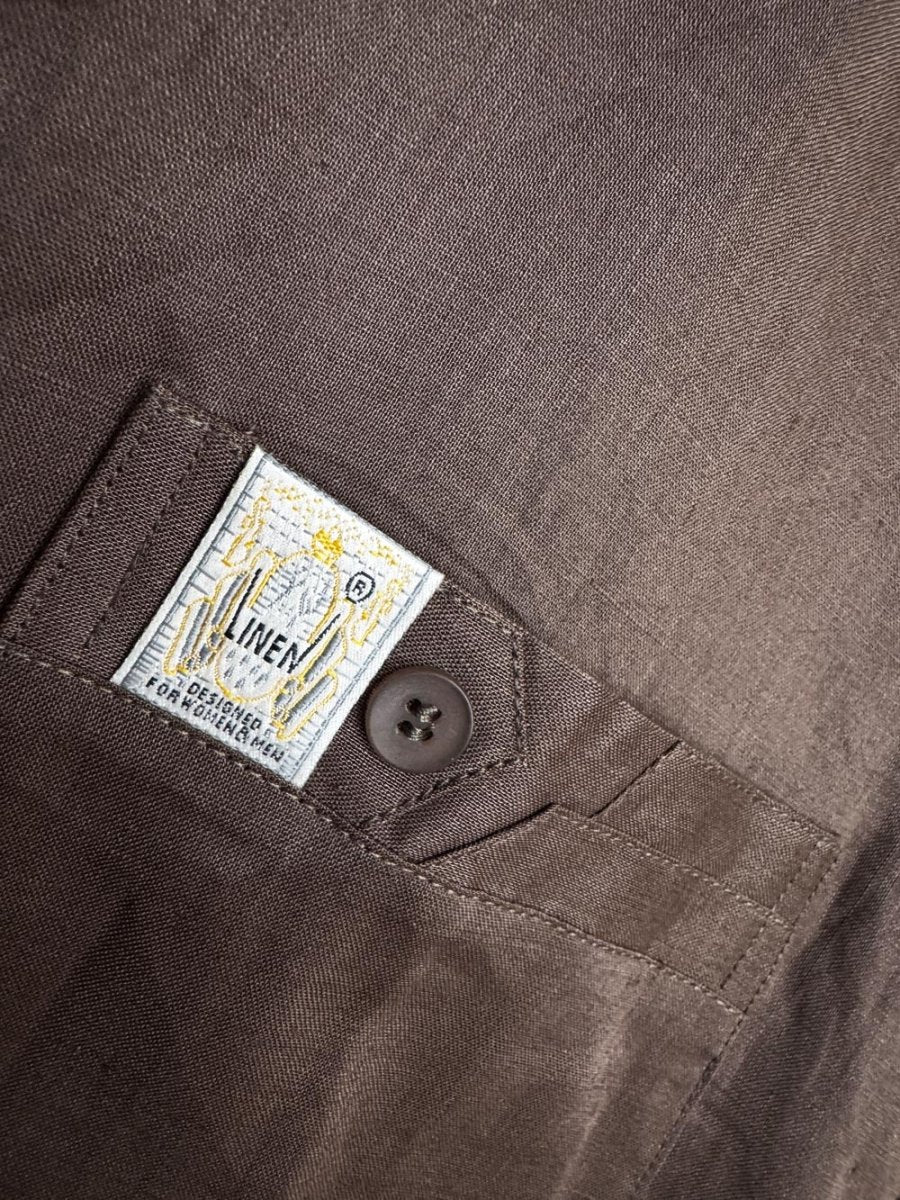 vintage 70s linen club 100% linen full button shirt - good market thrift store