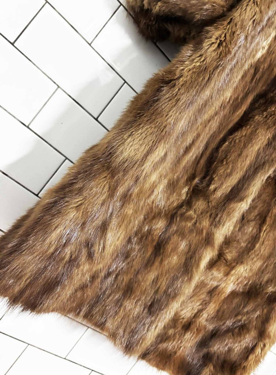 vintage 70s long - haired mink fur long coat - good market thrift store