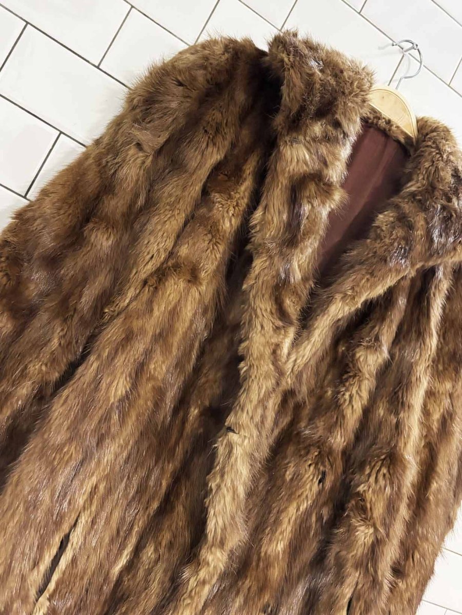 vintage 70s long - haired mink fur long coat - good market thrift store