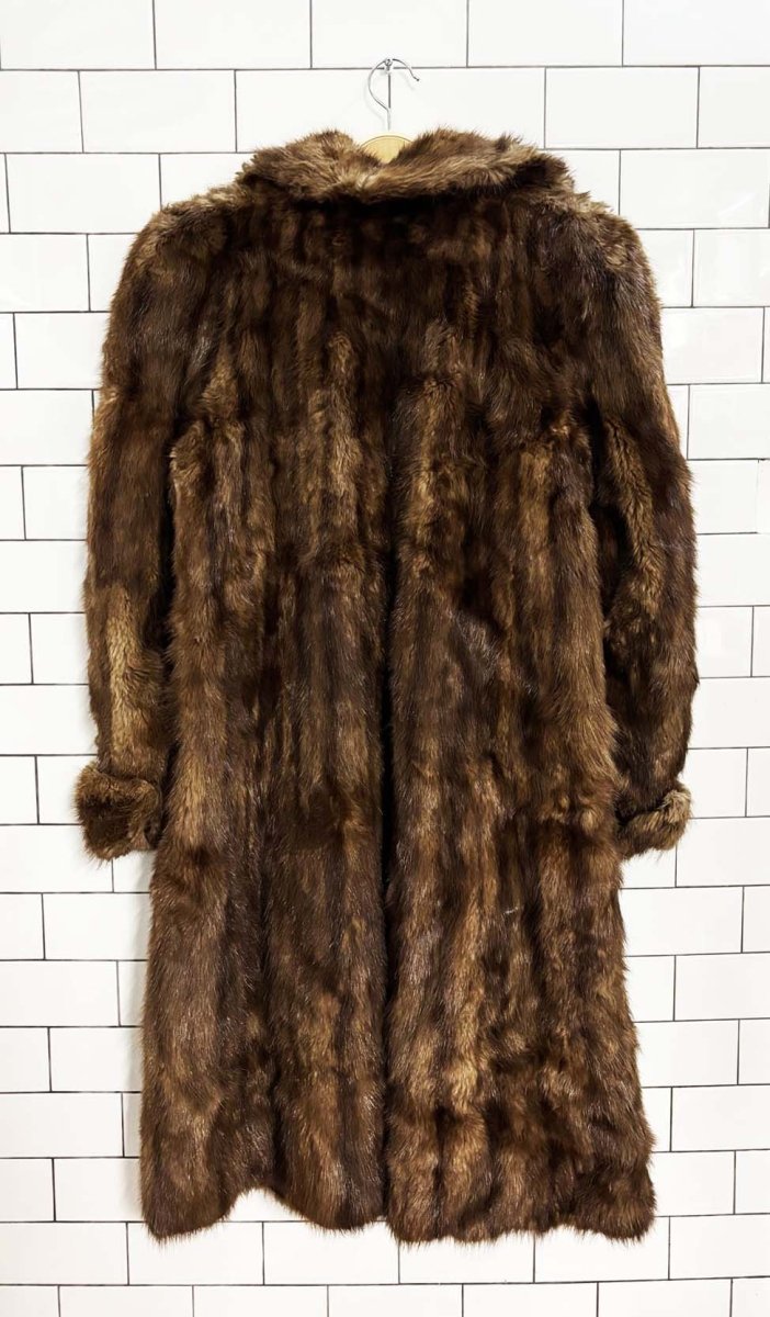 vintage 70s long - haired mink fur long coat - good market thrift store