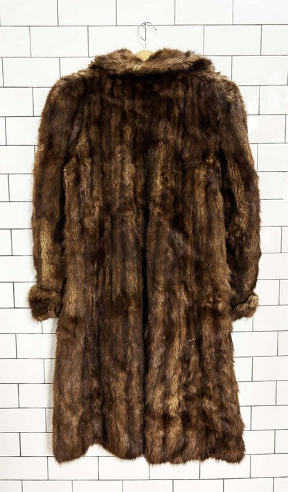 vintage 70s long - haired mink fur long coat - good market thrift store