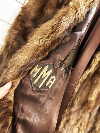 vintage 70s long - haired mink fur long coat - good market thrift store