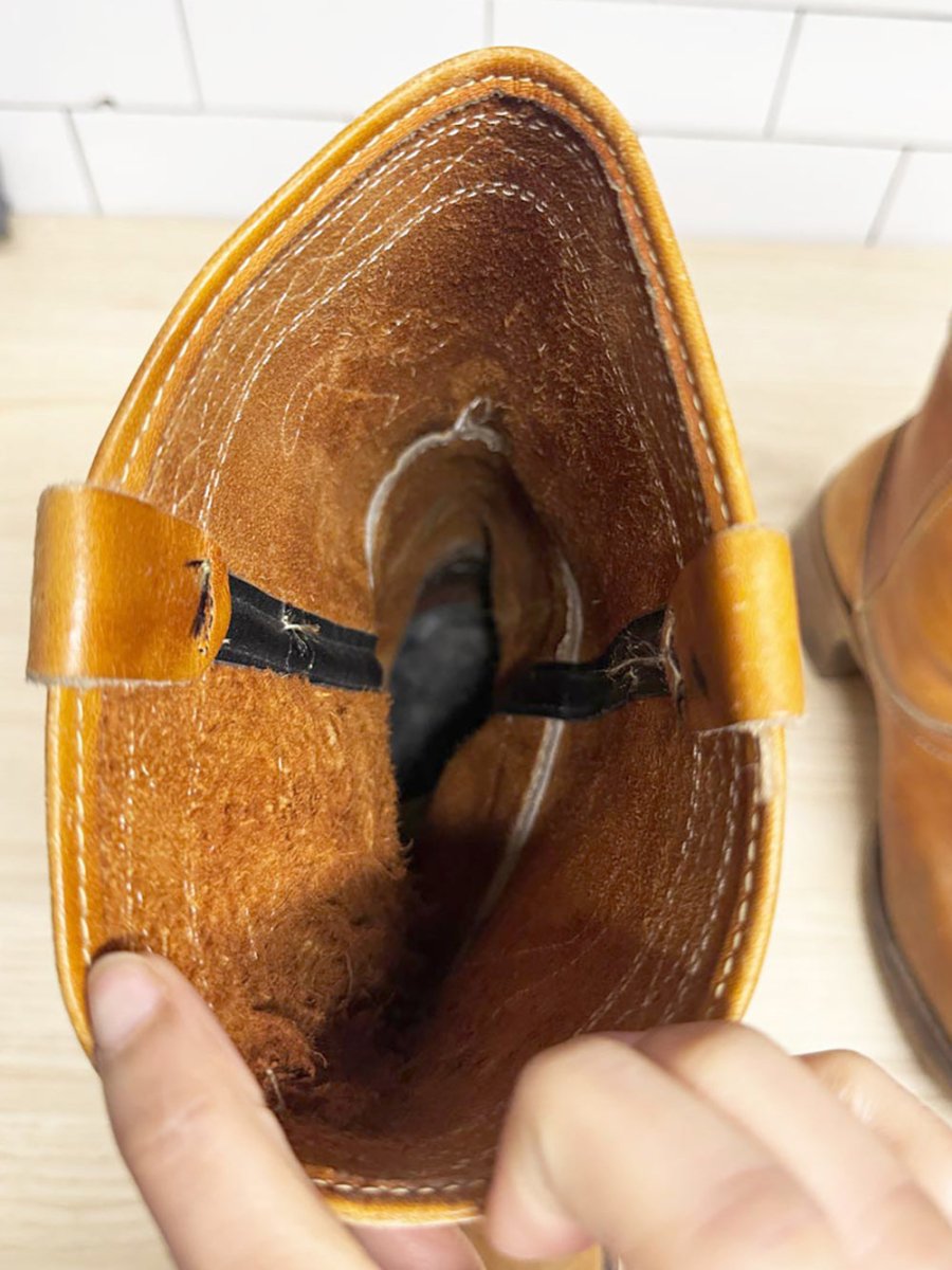 vintage 70s longhorn stitch tall leather cowboy boots - good market thrift store