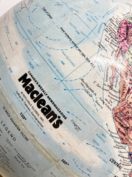 vintage 70s maclean's 12" globe | Leroy M. Tolman - good market thrift store