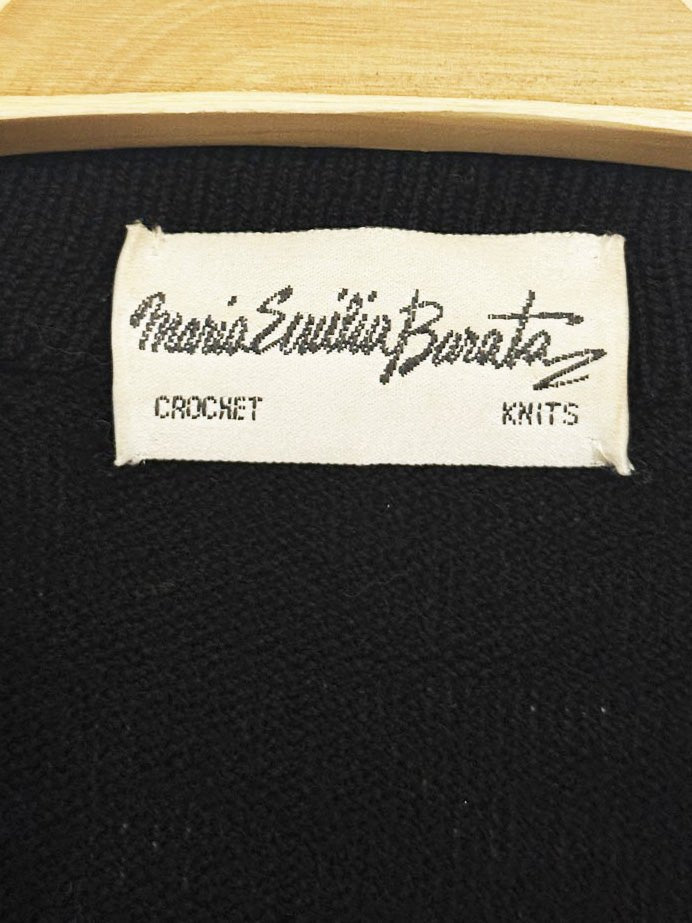 vintage 70s maria emilia barata wool militia crochet knit jacket - good market thrift store