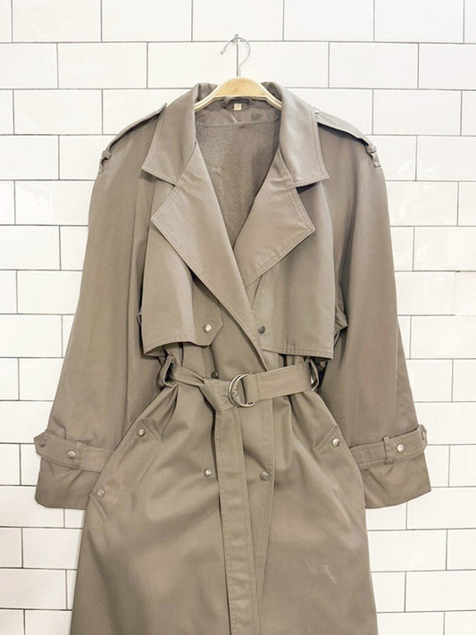 vintage 70s markette wool - blend lining double breasted belted trench coat | shiff & co. inc. - good market thrift store