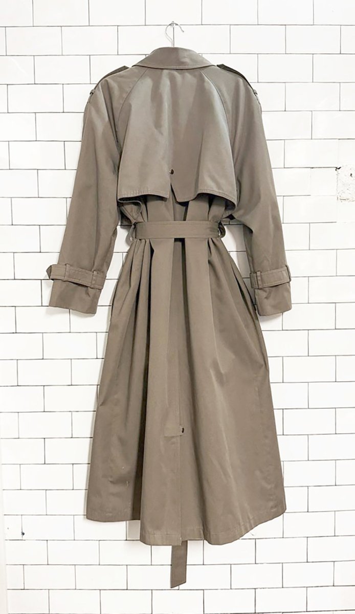 vintage 70s markette wool - blend lining double breasted belted trench coat | shiff & co. inc. - good market thrift store