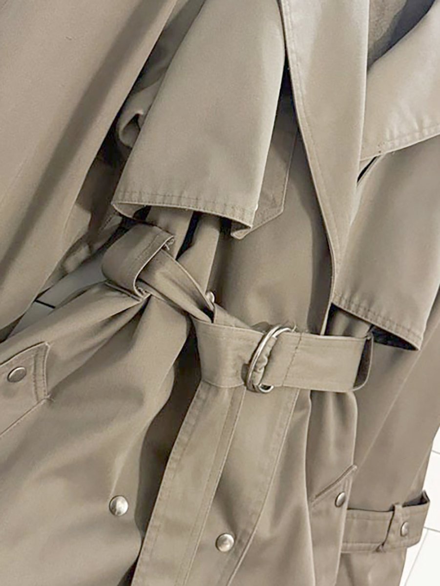 vintage 70s markette wool - blend lining double breasted belted trench coat | shiff & co. inc. - good market thrift store