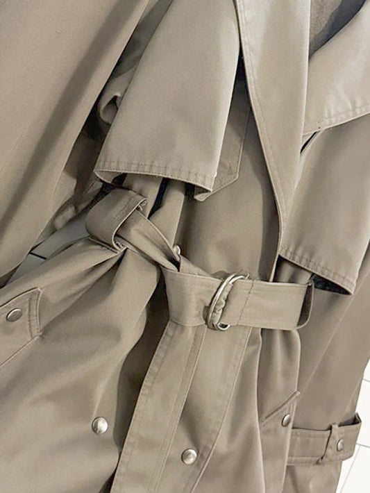 vintage 70s markette wool - blend lining double breasted belted trench coat | shiff & co. inc. - good market thrift store