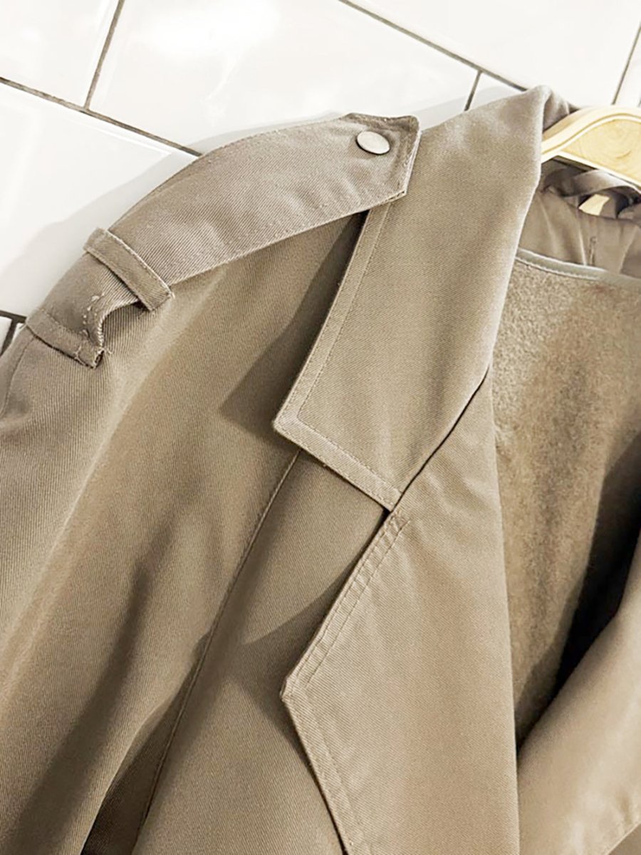 vintage 70s markette wool - blend lining double breasted belted trench coat | shiff & co. inc. - good market thrift store