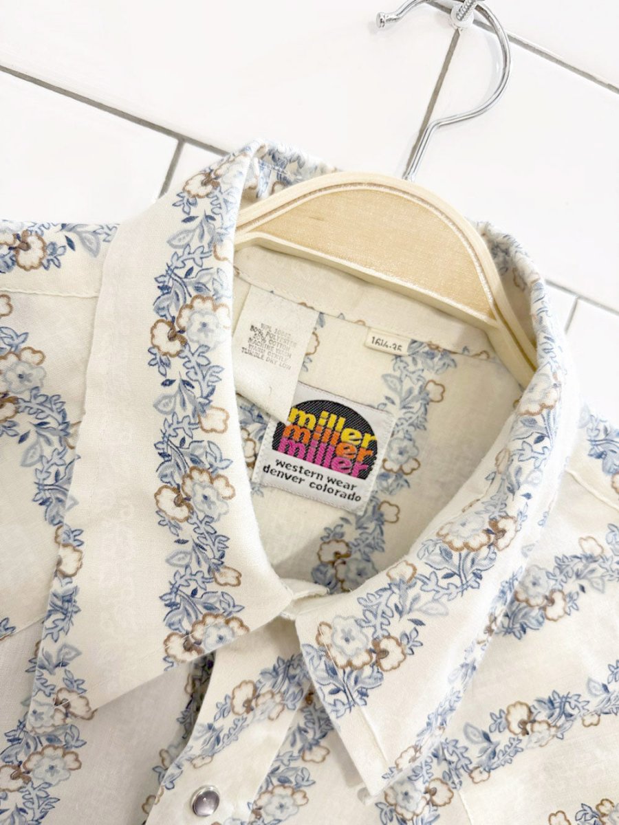 vintage 70s miller western floral stripe snap button shirt - good market thrift store
