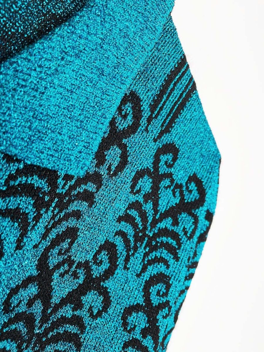 vintage 70s monsanto blue metallic knit cardigan | made in UK - good market thrift store