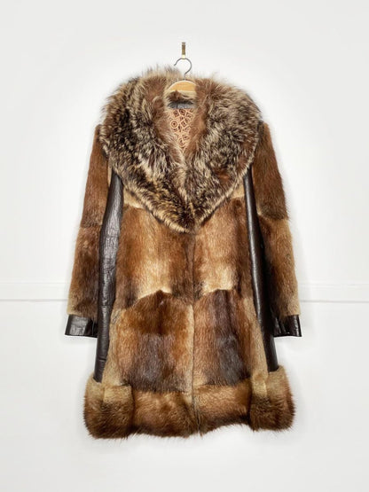 vintage 70s muskrat + racoon fur collar leather patchwork jacket | young of heart - good market thrift store