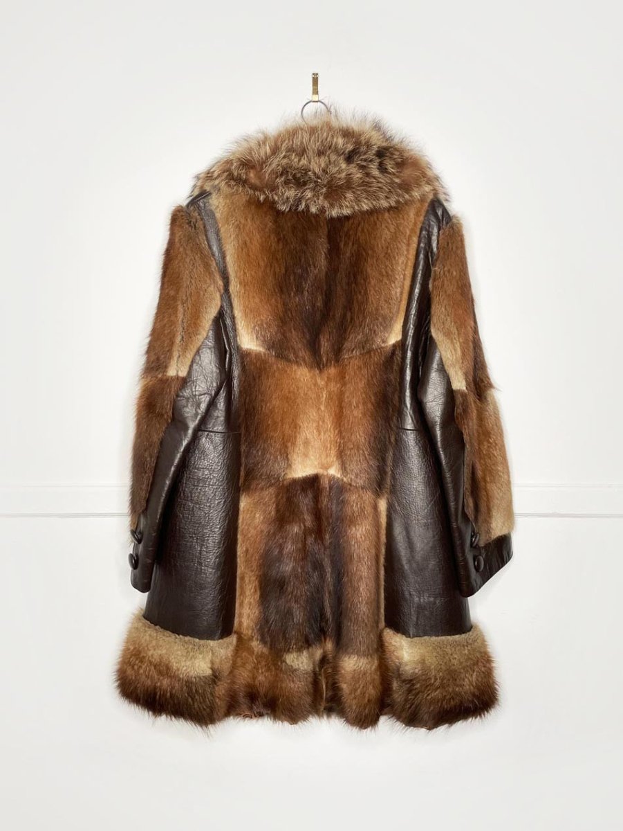 vintage 70s muskrat + racoon fur collar leather patchwork jacket | young of heart - good market thrift store
