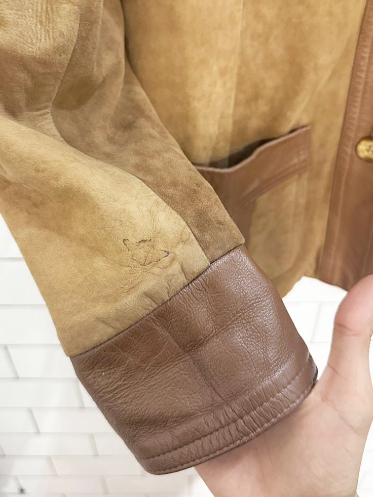 vintage 70s new england lamb suede + leather trim jacket | made in USA - good market thrift store