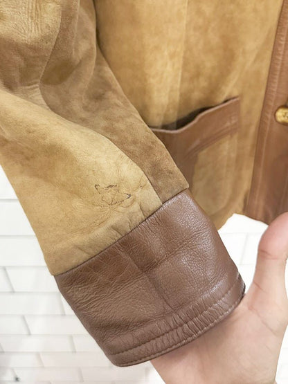 vintage 70s new england lamb suede + leather trim jacket | made in USA - good market thrift store