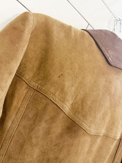 vintage 70s new england lamb suede + leather trim jacket | made in USA - good market thrift store