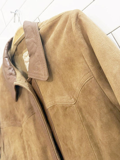 vintage 70s new england lamb suede + leather trim jacket | made in USA - good market thrift store
