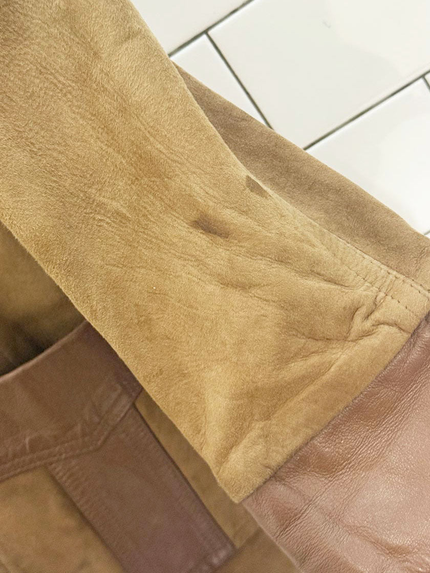 vintage 70s new england lamb suede + leather trim jacket | made in USA - good market thrift store