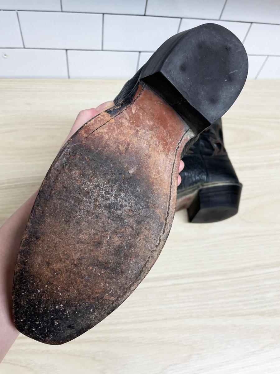 vintage 70s nocona leather two - tone heritage texas cowboy boots | made in USA - good market thrift store