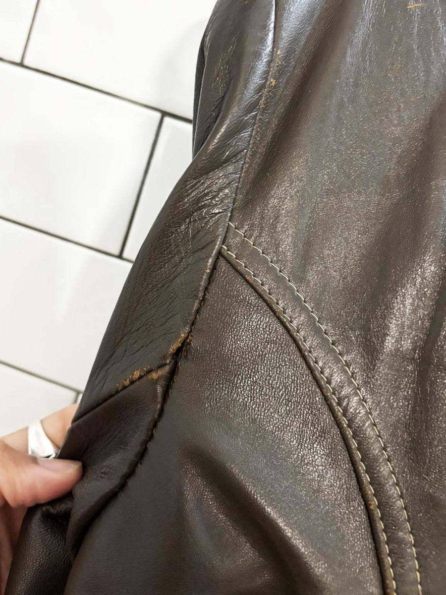 vintage 70s olympic leather western belted trench coat - good market thrift store