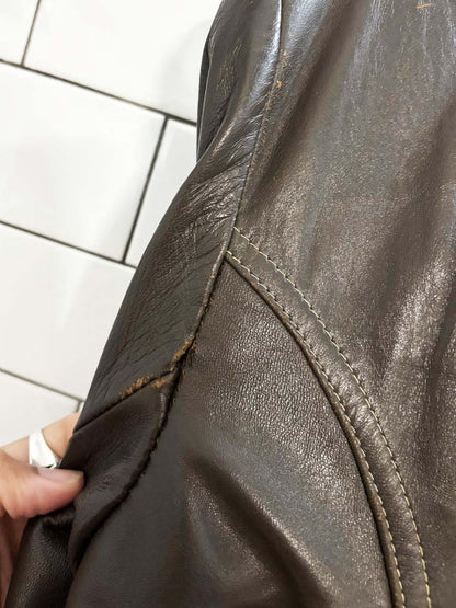 vintage 70s olympic leather western belted trench coat - good market thrift store