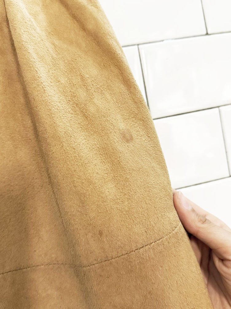 vintage 70s pablo montreal lamb suede tiered midi skirt | made in Canada - good market thrift store