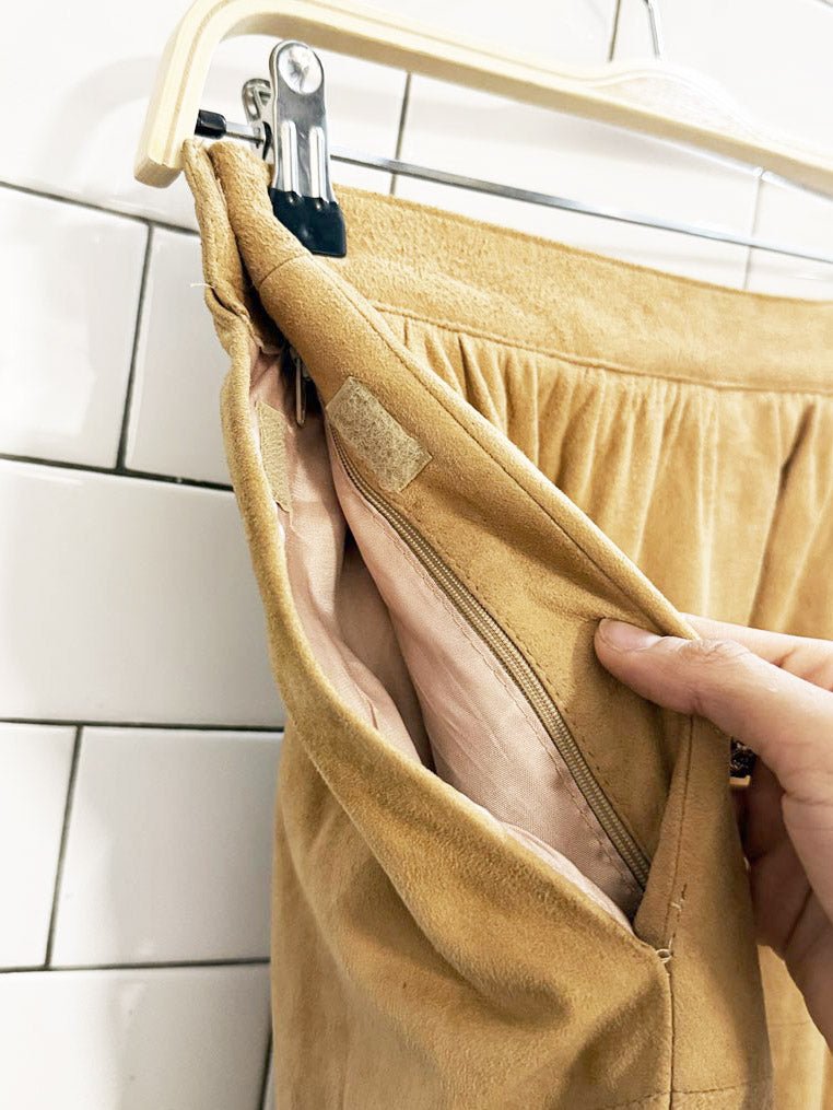 vintage 70s pablo montreal lamb suede tiered midi skirt | made in Canada - good market thrift store