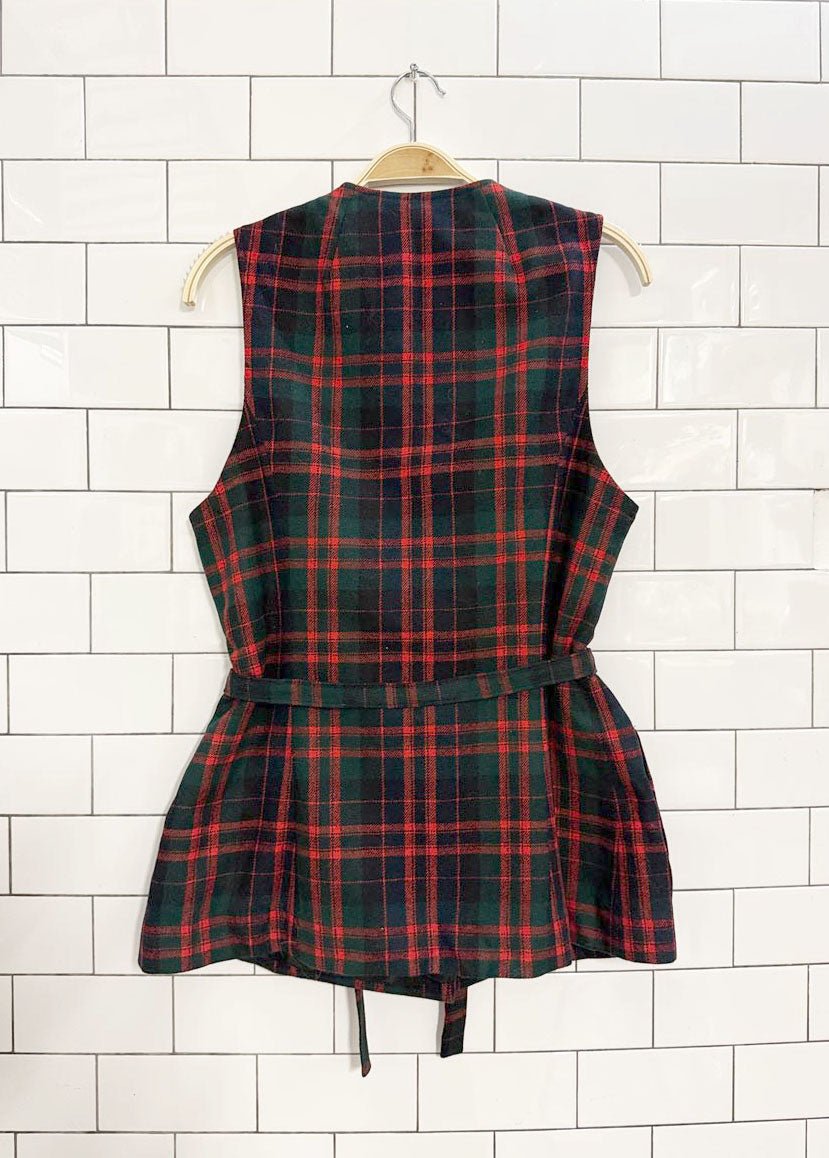 vintage 70s pendleton 100% wool plaid belted vest | made in usa - good market thrift store