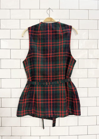 vintage 70s pendleton 100% wool plaid belted vest | made in usa - good market thrift store