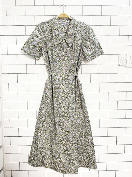vintage 70s peter lam floral full button belted midi shirt dress | made in Canada - good market thrift store