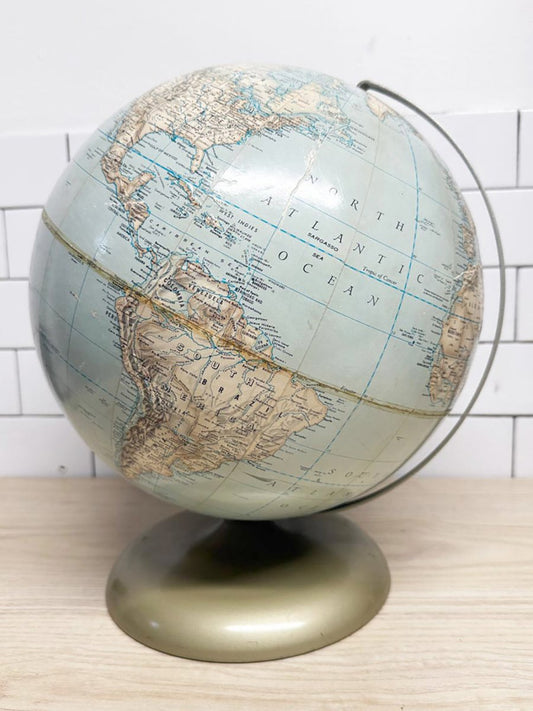 vintage 70s rand mcnally world potrait globe | made in USA - good market thrift store
