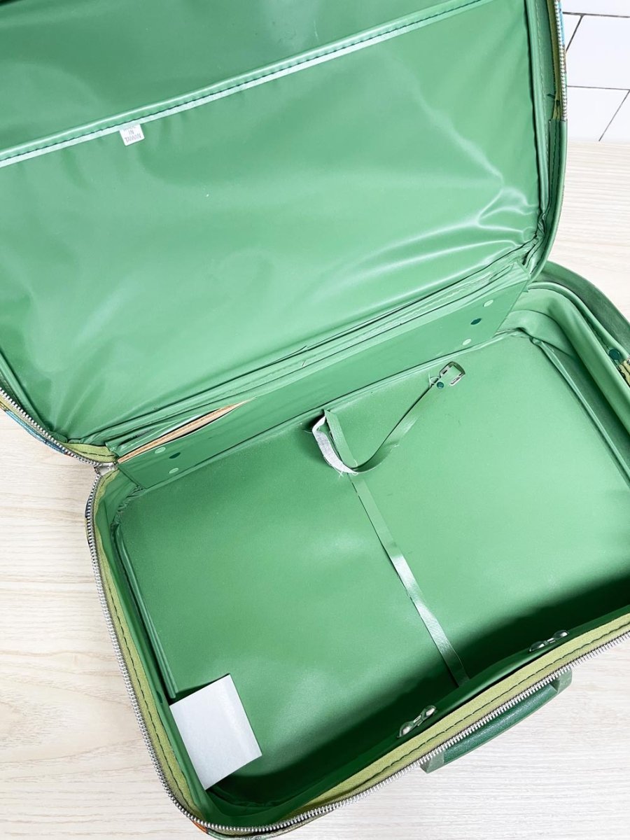 vintage 70s retro foral canvas carry - on suitcase | made in taiwan - good market thrift store