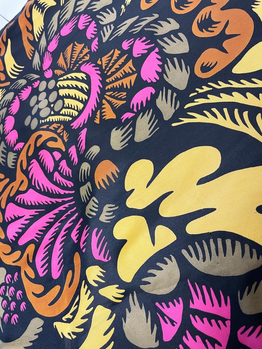 vintage 70s richard allan 100% silk op art botanicals xl square scarf | hand-rolled edge - good market thrift store