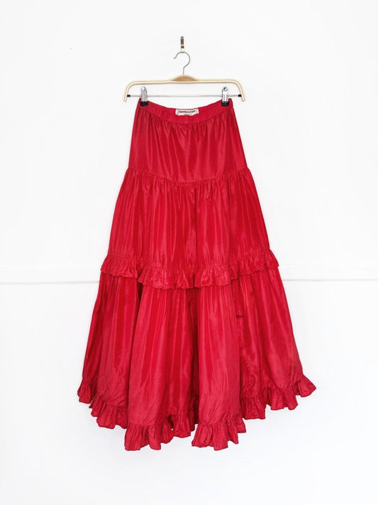 vintage 70s saint laurent rive gauche tiered ruffle full maxi skirt | made in France - good market thrift store