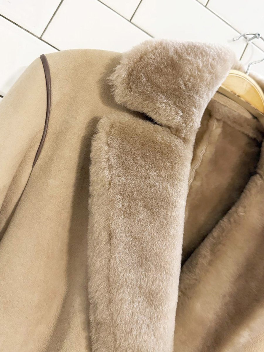 vintage 70s sawyer of napa california sheepskin belted coat | made in Canada - good market thrift store