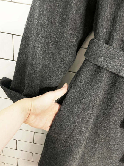 vintage 70s sterling stall fox fur collar belted wool coat - good market thrift store