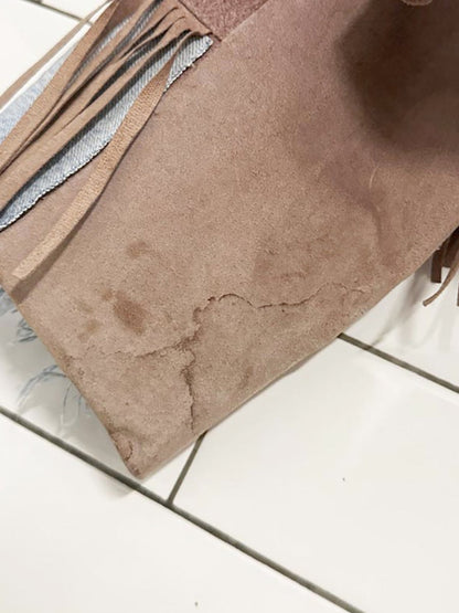 vintage 70s suede + denim detail western fringe jacket | made in Canada - good market thrift store