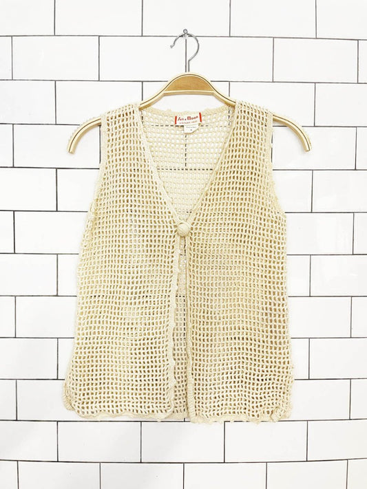 vintage 70s sun & moon boutique crochet knit vest top - good market thrift store