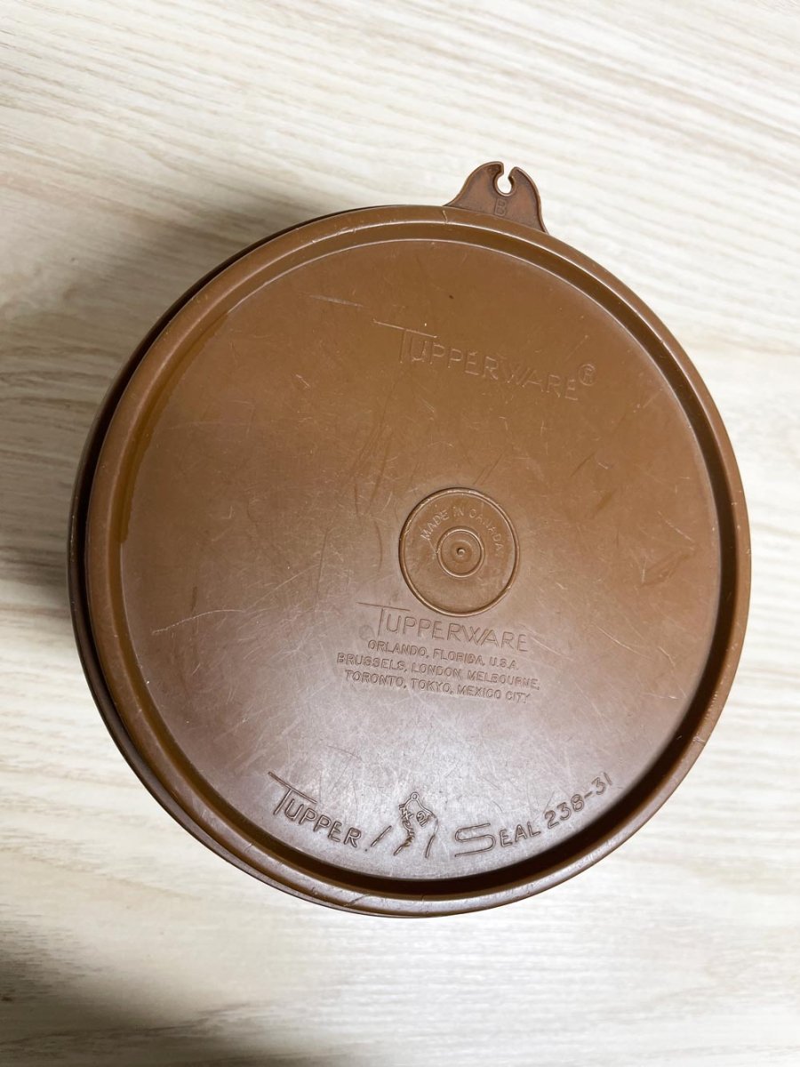 vintage 70s tupperware 263 harvest brown tea canister - good market thrift store