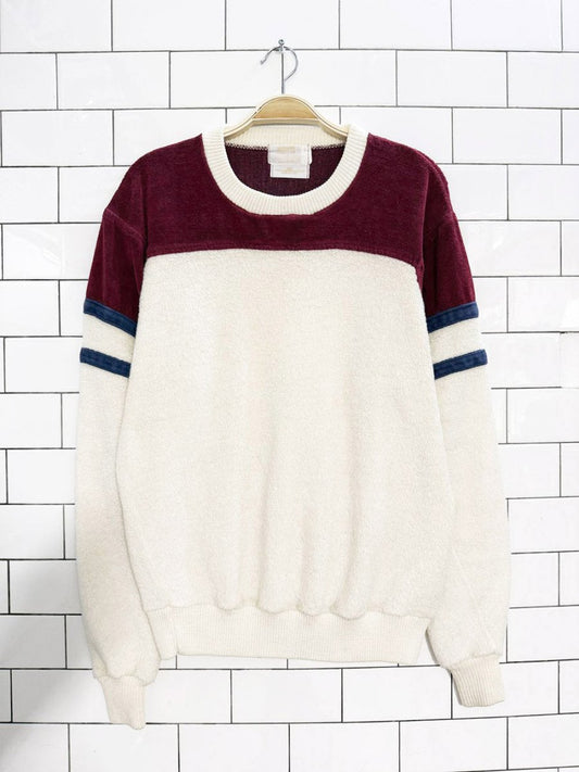 vintage 70s ward velour terry colour block varsity sweatshirt | made in USA - good market thrift store