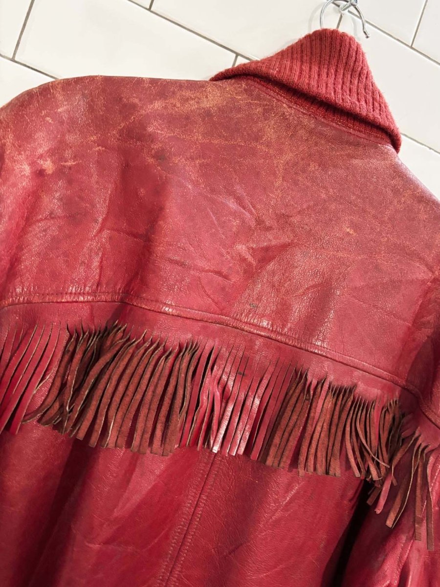 vintage 70s western tassel leather rancher jacket | made in usa | talon zipper - good market thrift store