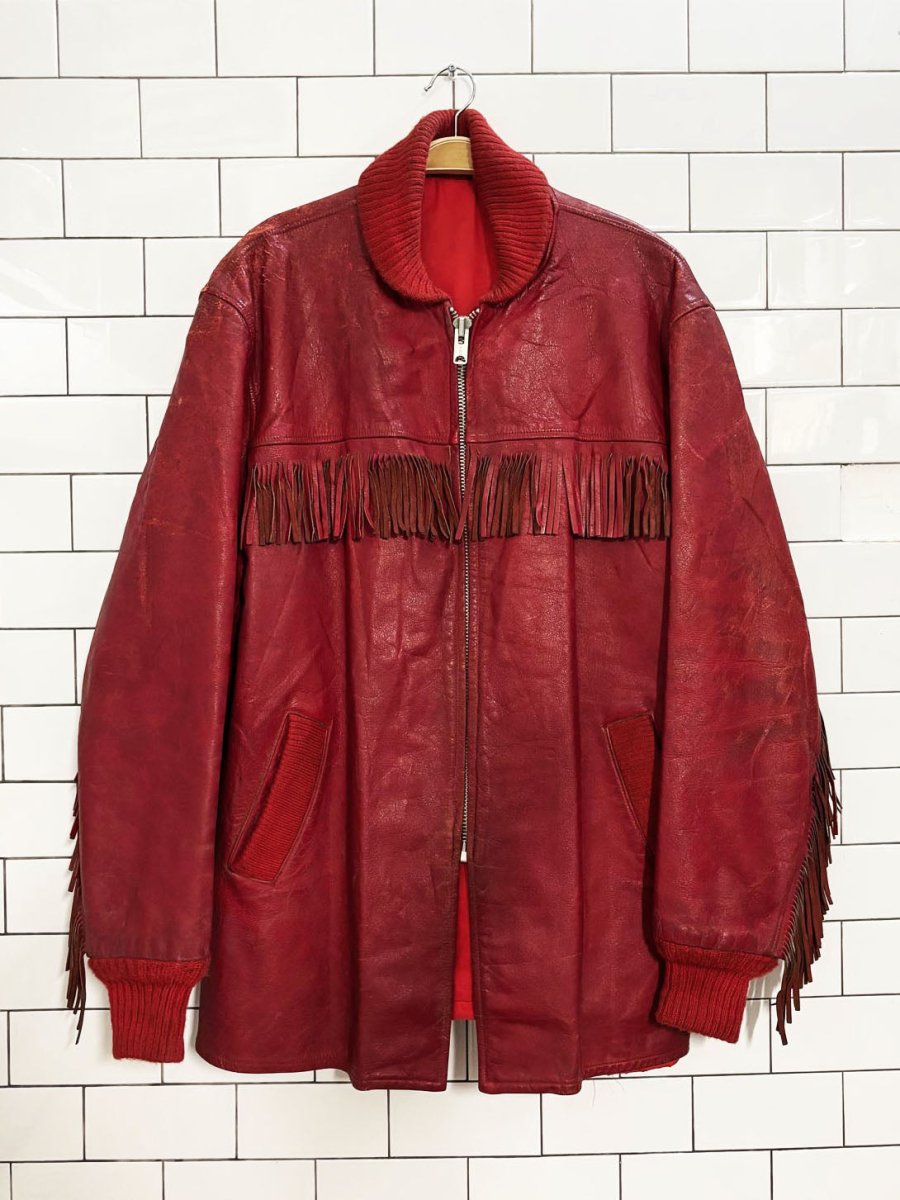 vintage 70s western tassel leather rancher jacket | made in usa | talon zipper - good market thrift store