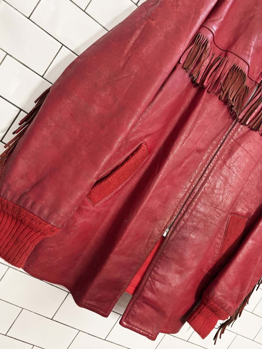vintage 70s western tassel leather rancher jacket | made in usa | talon zipper - good market thrift store